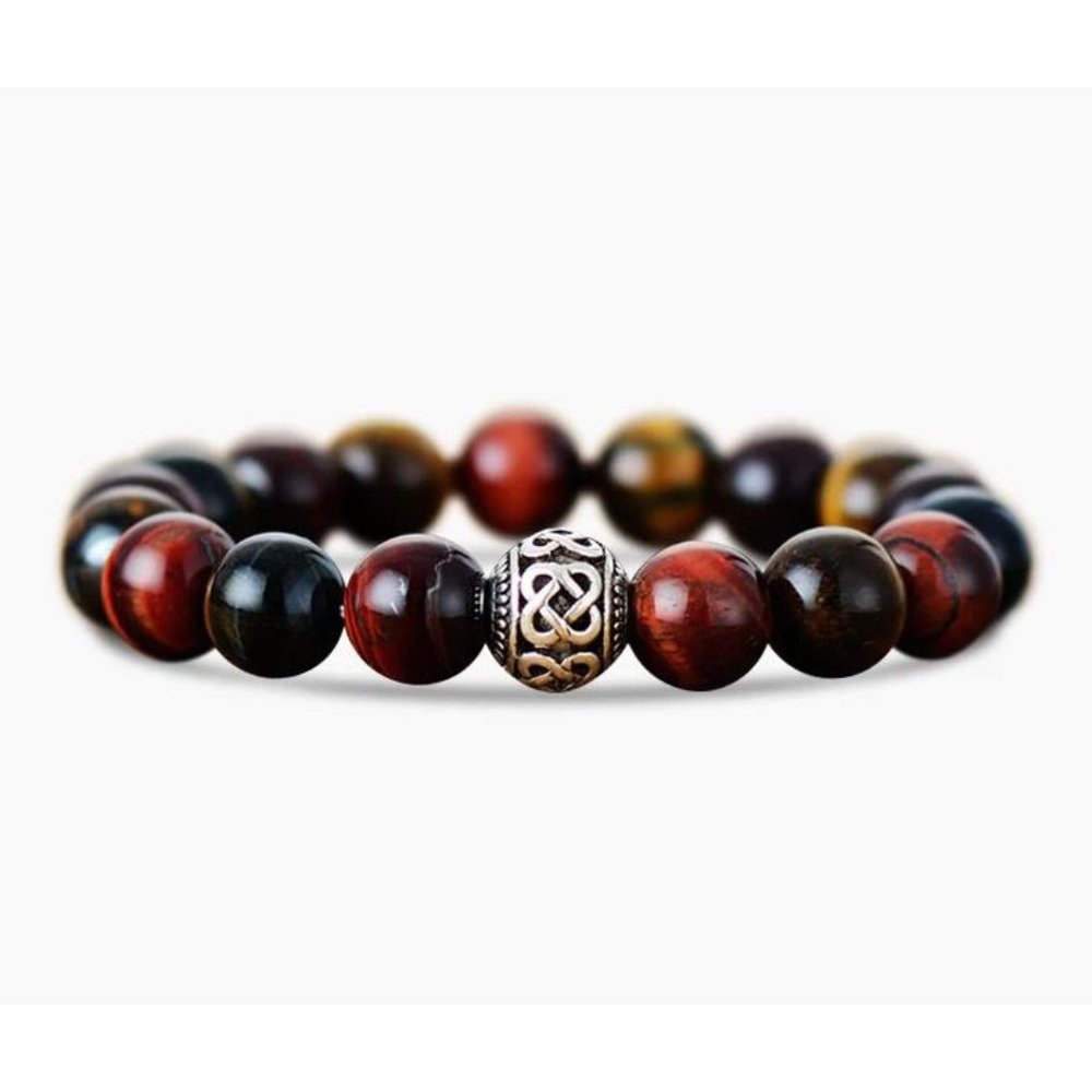 10mm Red Tiger Eye Tibetan Stretch Bracelet